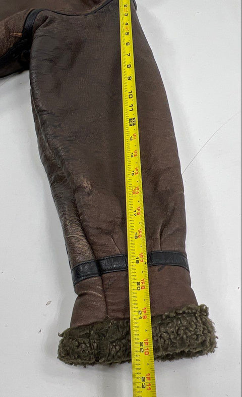 Vintage 80s Country Club B-3 Bomber Shearling Lined Leather Flight Jacket Sz M