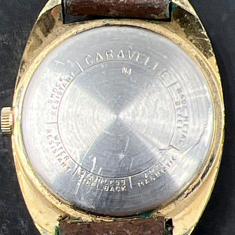 Vintage 1974 Caravelle Gold Tone Watch N4 Stainless Back