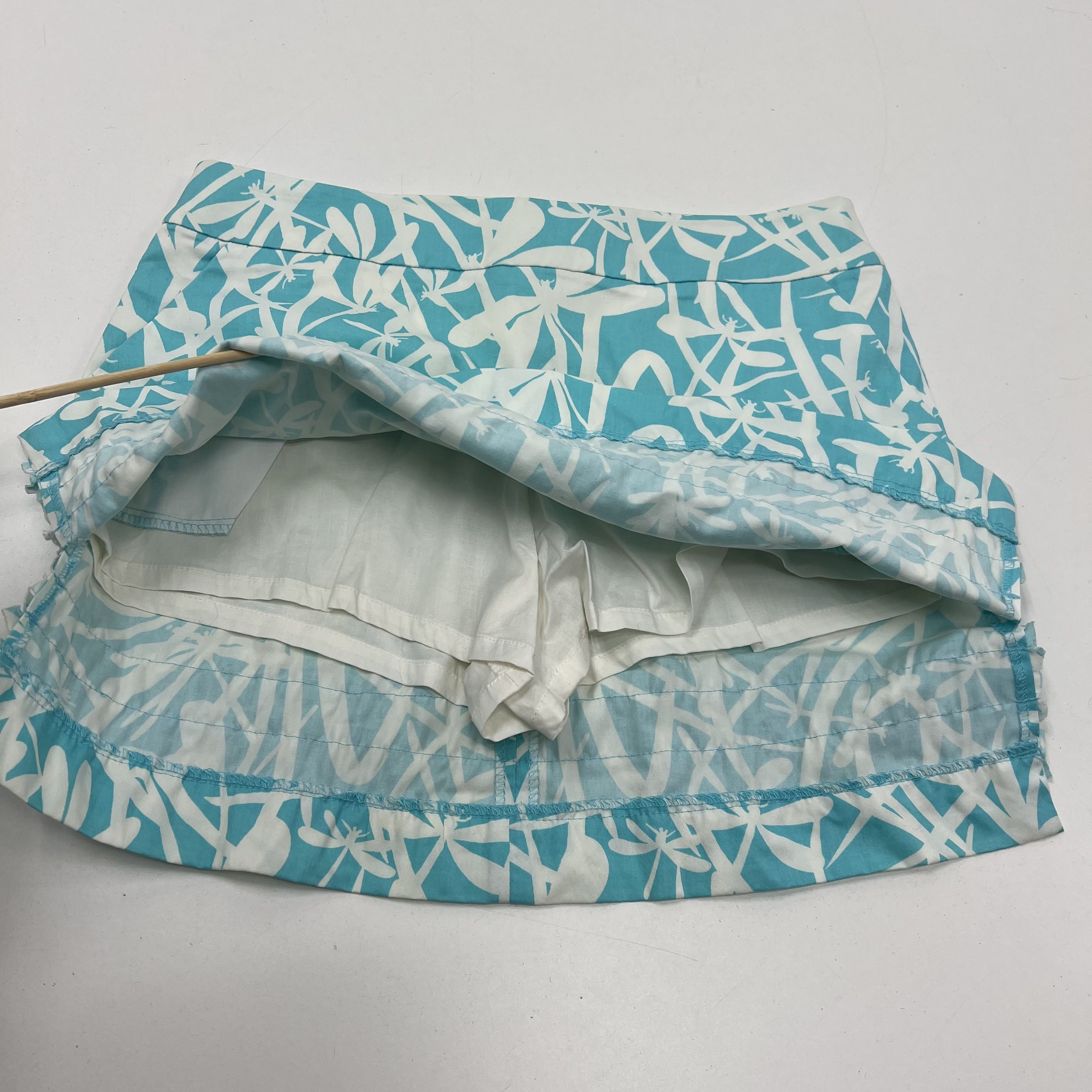 Lilly Pulitzer Marigold Ruffle Dragonfly Print Skort Cotton Teal White Size 2