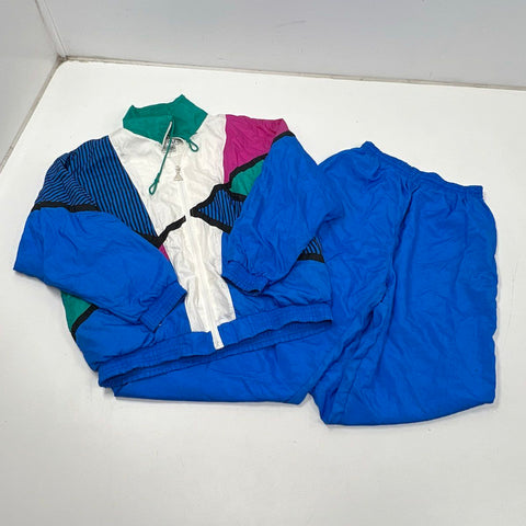 Vintage 90s Casual Isle Colorblock Geometric Nylon Tracksuit Windbreaker Sz L