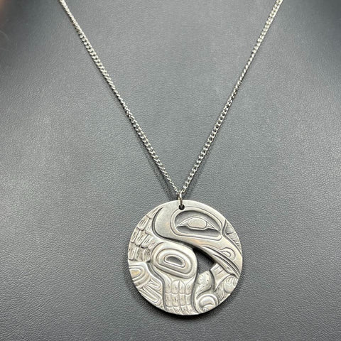 Frederick Pewter Canada Raven Bird Pendant Necklace