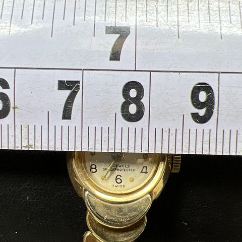 Vintage 10K Rolled Gold Plate Bezel Clinton Ladies Watch Ticking