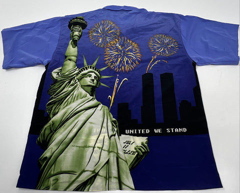 Vintage 2001 United We Stand Twin Towers Statue of Liberty Button Down Sz 2XL