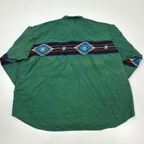 Vintage 90s Rustler Aztec Southwestern Pearl Snap Shirt Sz XXXL