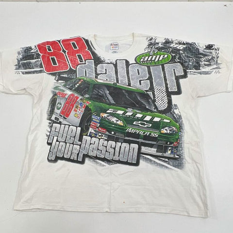 Vintage 2008 NASCAR Dale Jr All Over Print Racing T-Shirt Chase Authentics Sz
