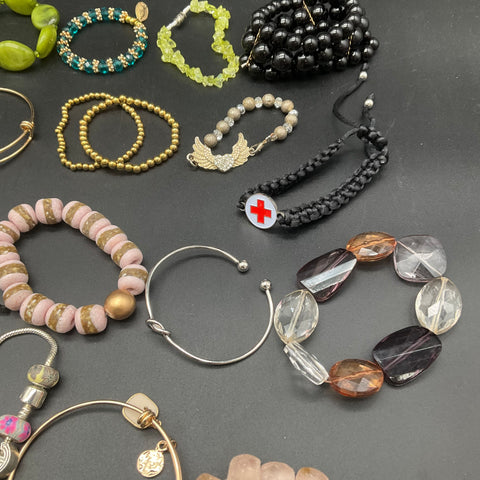 Costume Jewelry Bracelet Lot of 27 Beaded Cuff Bangle Macrame Byzantine Modern