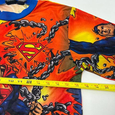 Vintage Y2K Superman All Over Print DC Comics T-Shirt Youth Sz 16/18