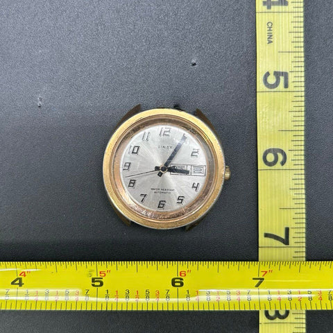 Vintage Timex Automatic Men's Watch Gold Tone Day Date 32mm