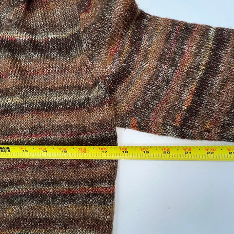 Fever NWT Women's Brown Multicolor Striped Ruffle Collar Cardigan Sweater Sz M