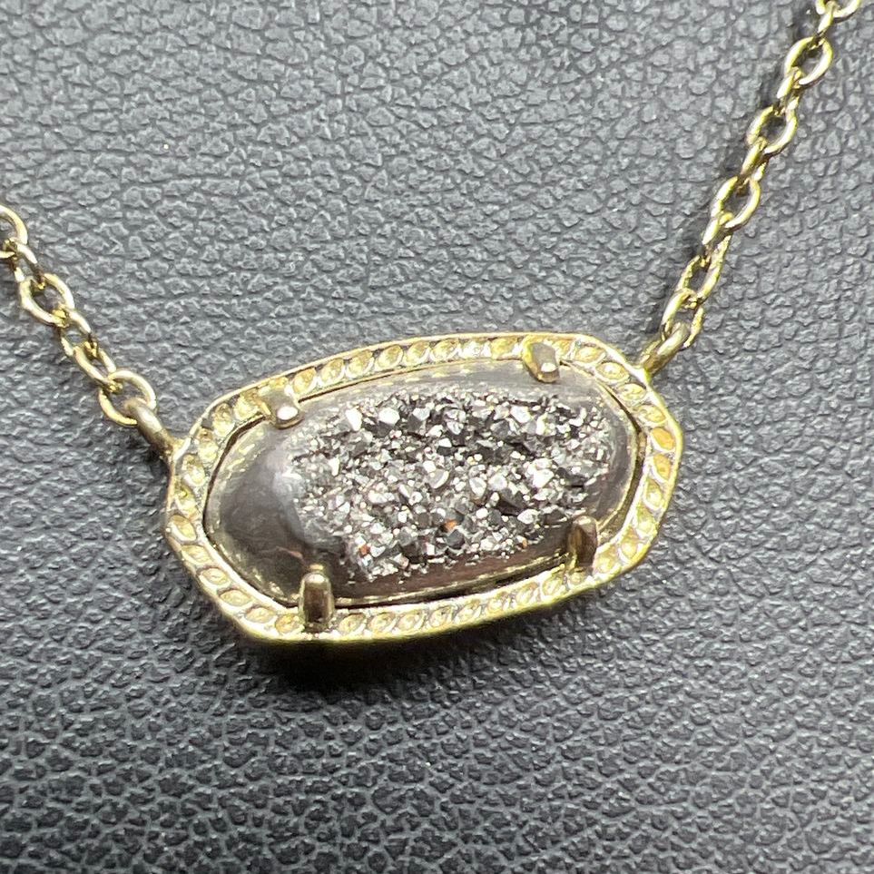 Kendra Scott Grey Druzy Stone Necklace 4.7g