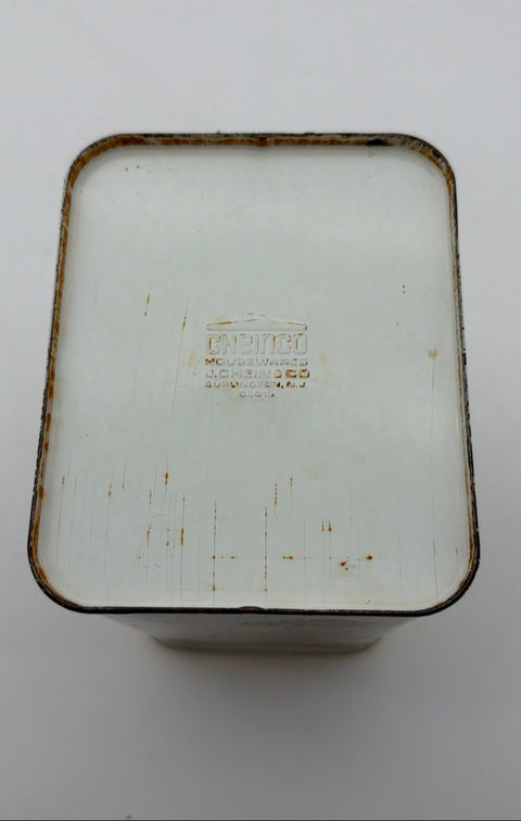 Cheinco Vintage Flour Tin Canister Metal Vegetable Mushroom Motif Yellow Lid