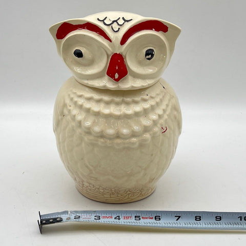 Vintage Owl Cookie Jar Hand-Painted Ceramic Kitchen Canister 10 Inch