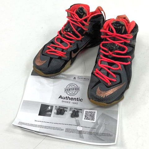 Nike LeBron 12 Instinct Black Crimson Basketball Shoes Size 8.5 COA