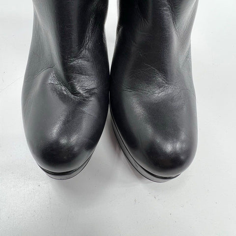 Stuart Weitzman Black Leather Platform Stiletto Knee High Boots Size 6.5