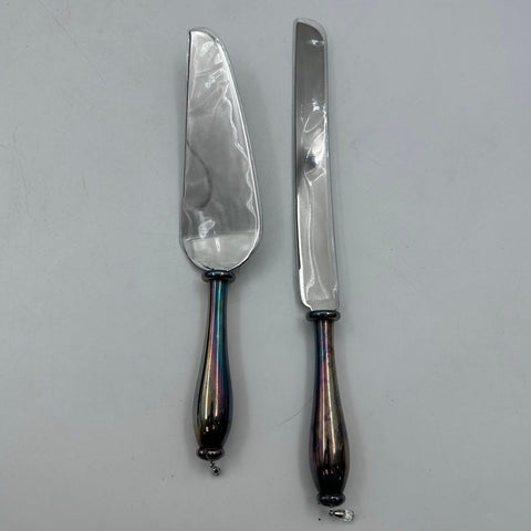 Things Remembered Cake Serving Set 2pc Stainless Steel Swarovski Crystals