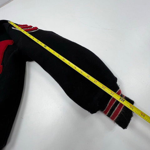 DeLong Vintage Y2K Womens Wool Varsity Letterman Jacket Westside 04 Black L