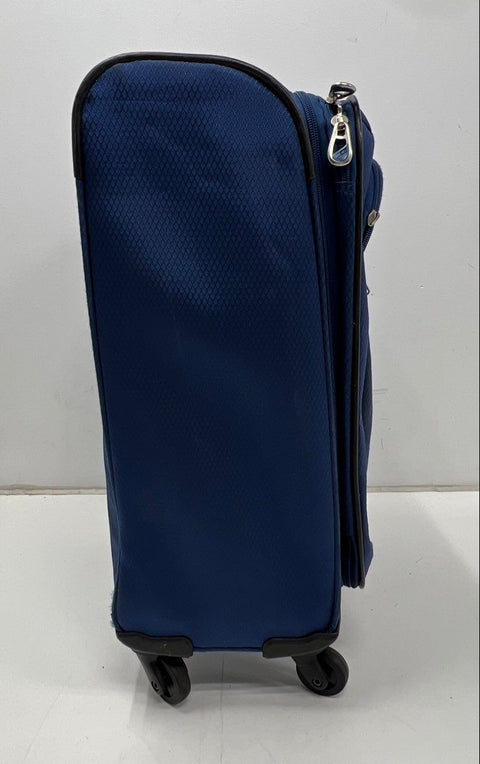 Skyway Navy Blue Fabric 4-Wheel Spinner Suitcase Travel Luggage Carry-On
