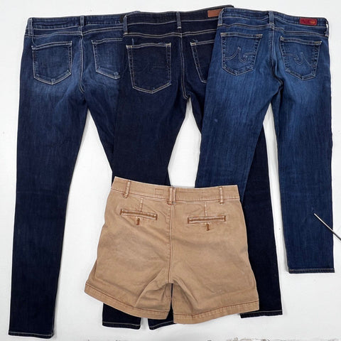 Paige & AG Adriano Goldschmied Women's Jeans & Shorts Lot Blue Tan Sz 26 27