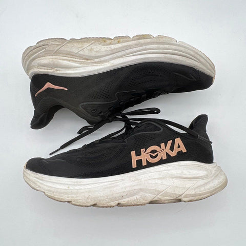 Hoka Clifton 9 Black/Rose Gold Women's Running Shoes Size 9B