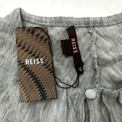Reiss Women's Adara-Knit Dress Gray Melange Short Sleeve Dropped Waist NWT Sz XS