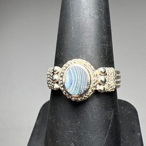 925 Sterling Silver Abalone Ring Size 7.5 5.27g