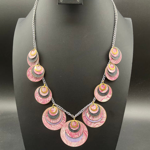 Vintage Retro Marbled Enamel Swirl Statement Necklaces Jewelry Lot of 2