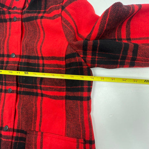 Talbots Women's Red Black Plaid Wool Blend Barn Chore Jacket Petite M NWT