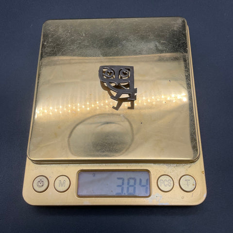 Vintage Sterling Silver Charles Mik Stousland "Whooos Your Love" Owl Brooch 1"