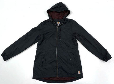 Carhartt Women's Black Lightweight Hooded Full Zip Windbreaker Jacket Sz M 8/10