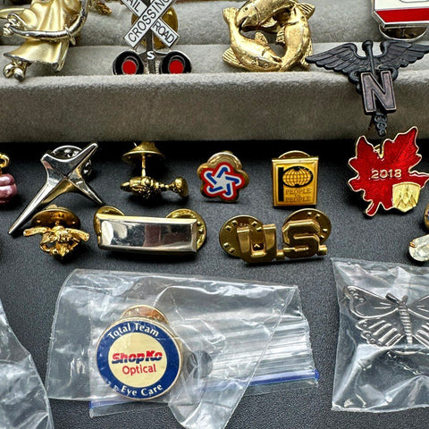 Vintage to Modern Costume Lapel Pin Lot Mixed Themes Military Nursing Religious