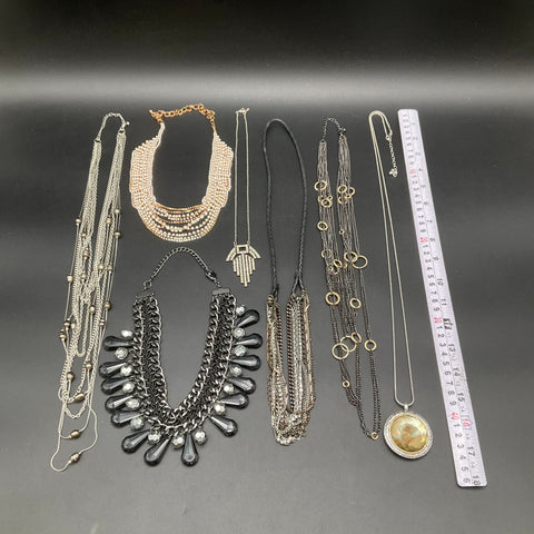 Statement Costume Jewelry Lot 7 Necklaces Vintage to Modern Bib Art Deco Beads