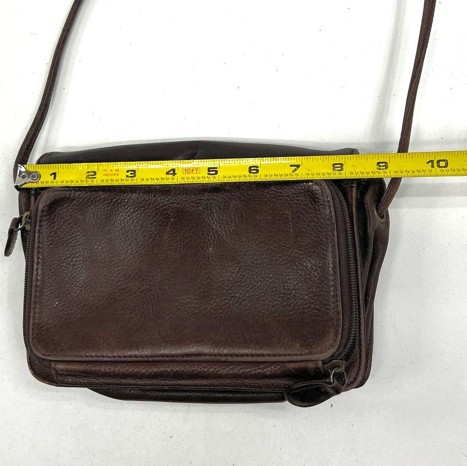 Vintage 90s Fossil Brown Leather Organizer Crossbody Wallet on a String Bag