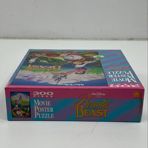 1991 Golden Disney Beauty and the Beast Movie Poster Puzzle 300pc Vintage Sealed