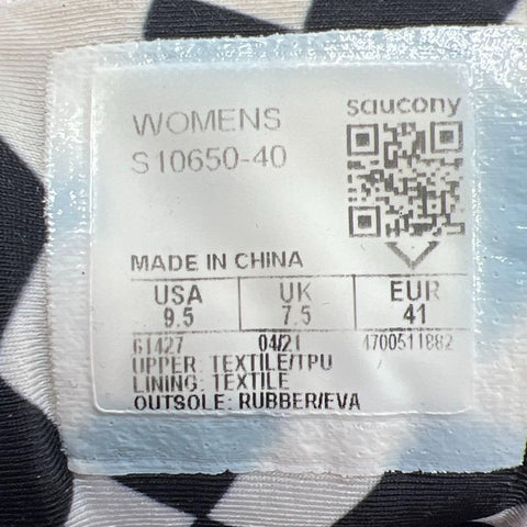 Saucony Ride 14 White Black Checkered Running Sneakers Women's Size 9.5