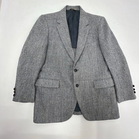 Vintage 70s Harris Tweed Herringbone Wool Sport Coat Blazer Tailored USA Sz 42R