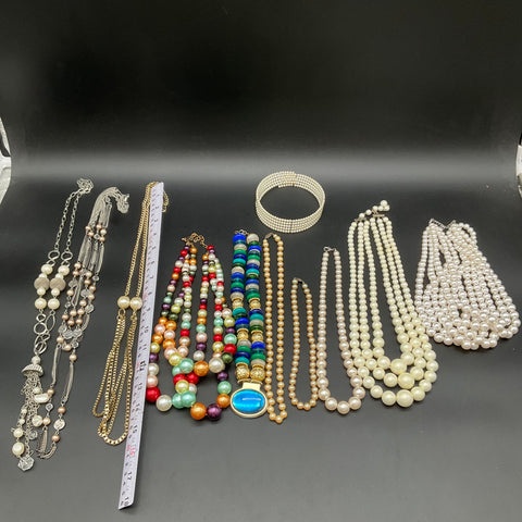 Vintage to Modern Faux Pearl Costume Jewelry Lot 1.8 lbs 10 Pieces