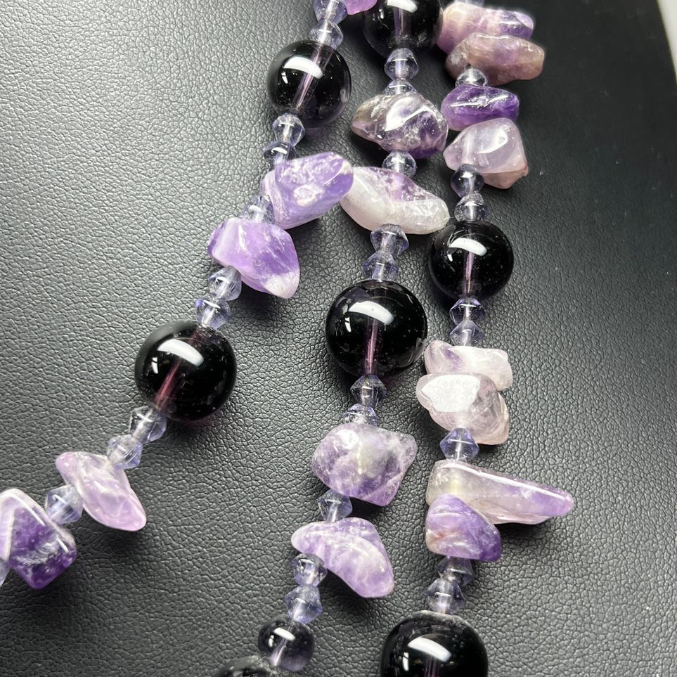 You & I Amethyst and Purple Glass Beaded Necklace