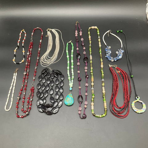 Beaded Fashion Jewelry Lot of 11 Necklaces Pendants Multi-Strand Art Deco Style