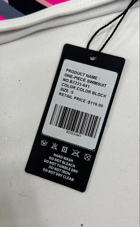 Ocean Blues Women's NWT Color Block Skirted Romper One Piece Swimsuit Size S