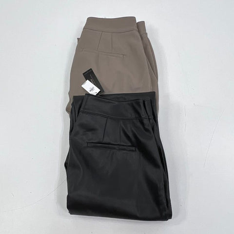 Banana Republic Lot 2 Black Taupe Vegan Leather Straight Pants Womens 10 NWT