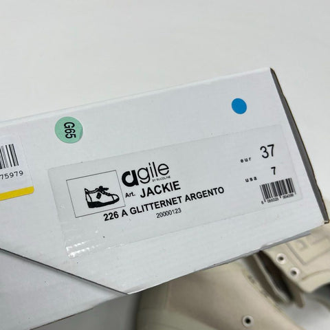 Rucoline Agile Jackie 226A GlitterNet Argento Cream High Top Sneaker Size 7