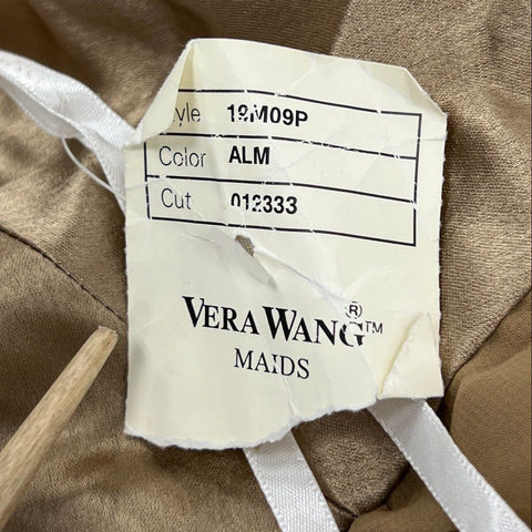 Vera Wang Maids Women's Almond Gold Ruched Spaghetti Strap Formal Gown Sz 10