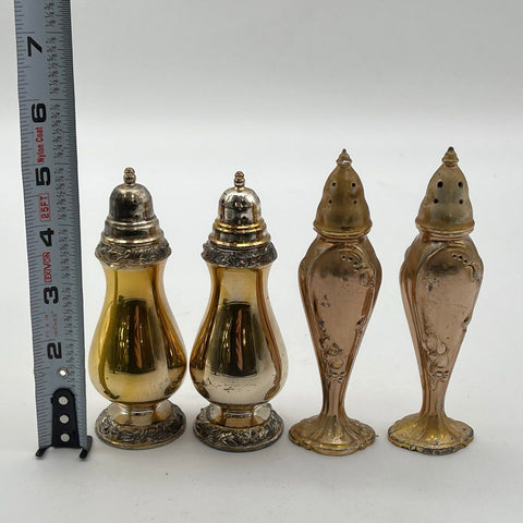 Salt and Pepper Shaker Lot Oneida Community & Stanhome Silver Plate 4 Pcs