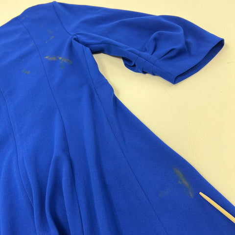 Calvin Klein NWT Blue Pleated Neck A-Line 3/4 Sleeve Dress Women's 8