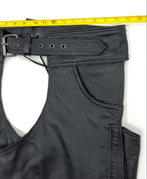 Biker's Gear Men's Black Leather Motorcycle Riding Chaps Size 2XL