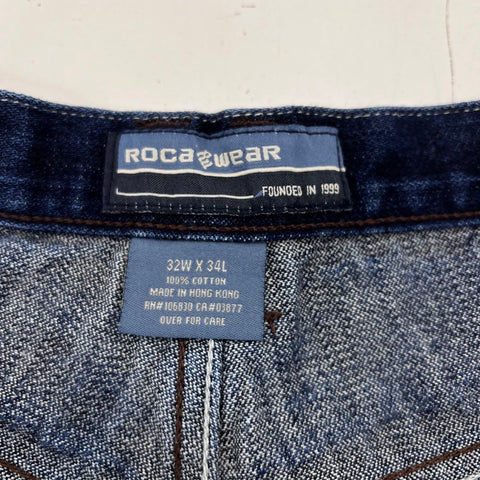 Vintage Y2K Rocawear Men's Dark Wash Baggy Denim Jeans Sz 32x34