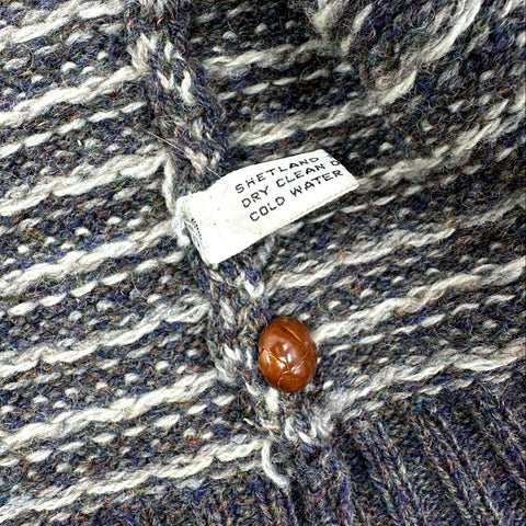 Vintage 80s Aston Women's Shetland Wool Double Breasted Cardigan Sweater Sz 38