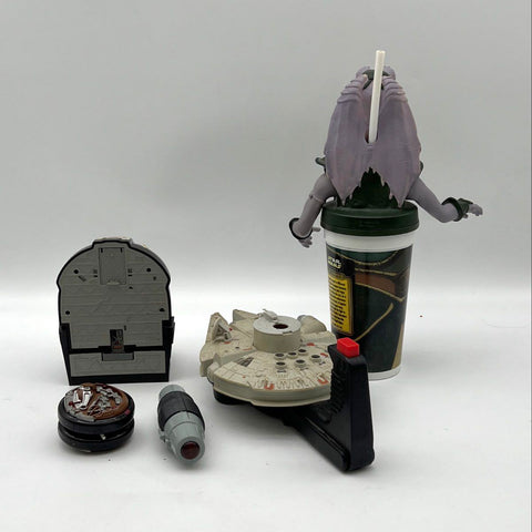 Star Wars Toy Lot Jar Jar Binks Cup TIE Pilot Micro Playset Millennium Falcon 5