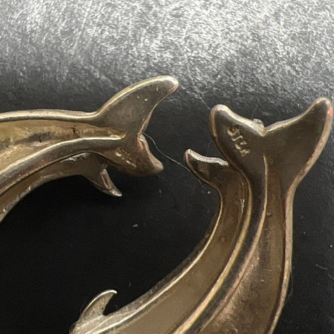 Sterling Silver Dolphin Mother & Baby Earrings 7.06g