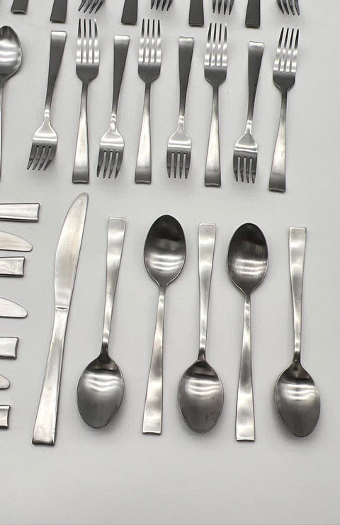 Cambridge Stainless Steel Flatware 37pc Set Service for 7 Modern Square Handle